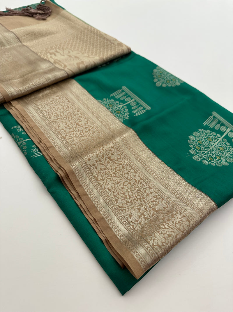 New Semi Soft silk Sarees From Kanchi in beatiful Borders -JU20