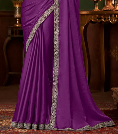 Purple Chiffon Georgette Designer Party Wear Saree-TFH SW 1407