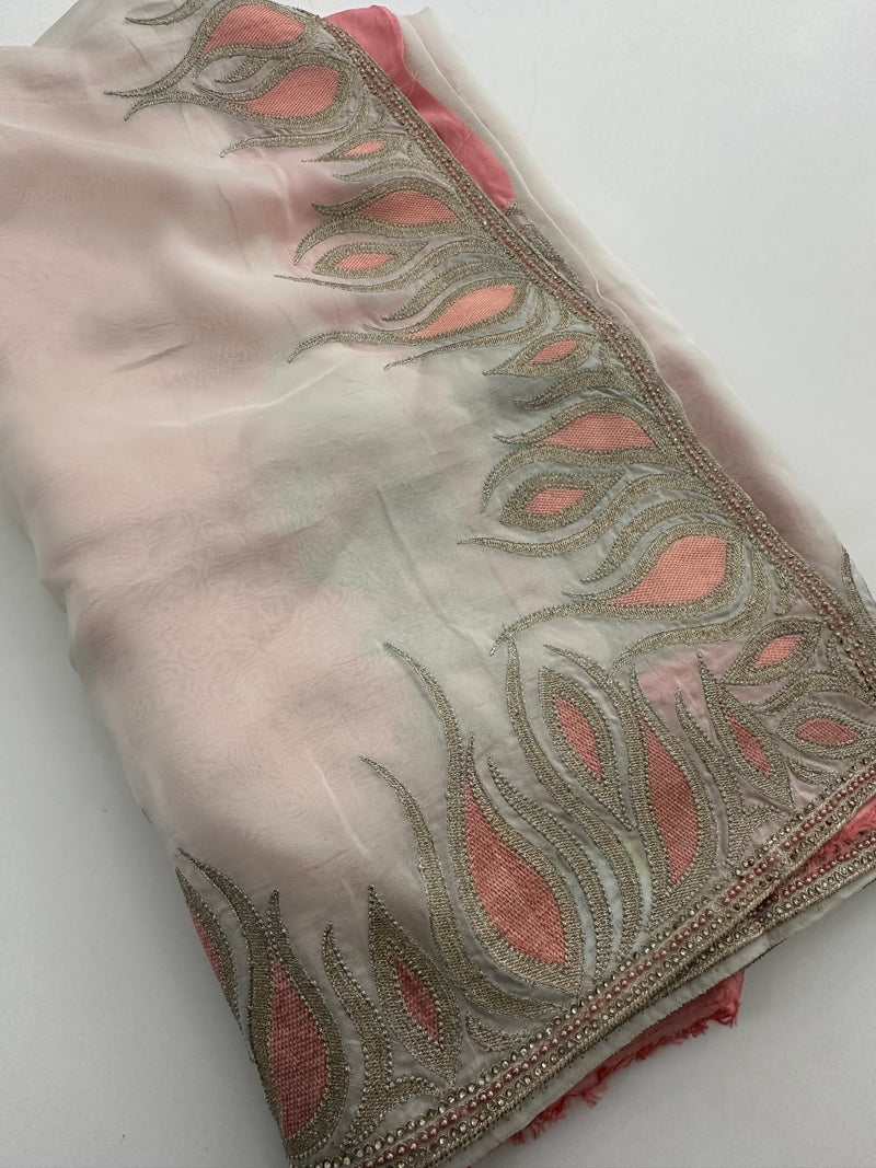 Designer Tissue Organza Embroidery Work Border-JU4