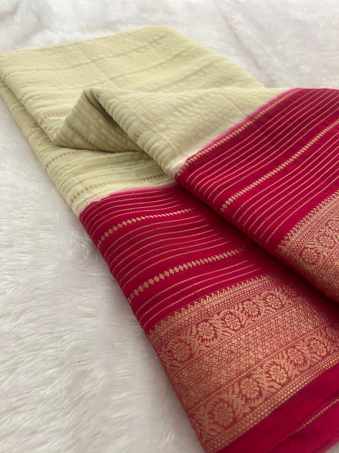 Striped Contrast Semi Mysore Silk