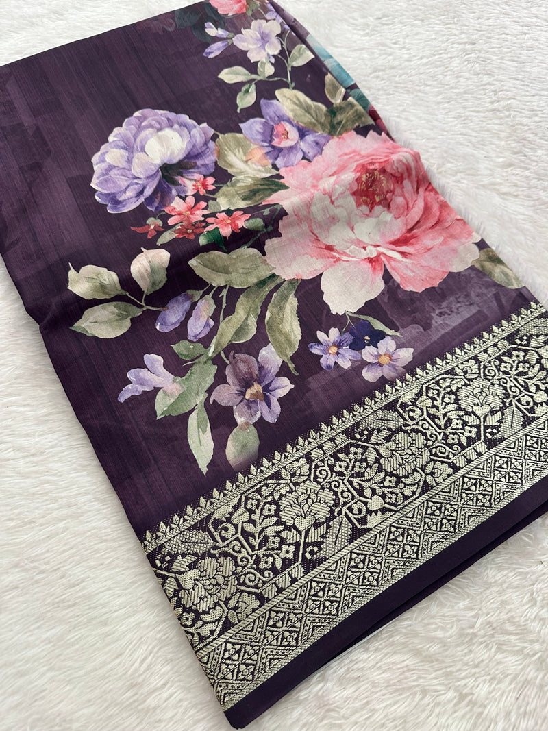 Kalamkari Printed Crape-JU14