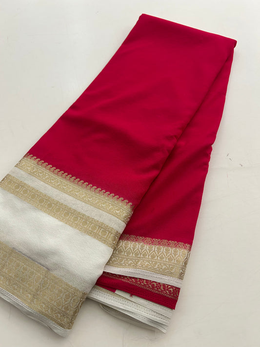 Pink x Ivory Crape Silk Fancy