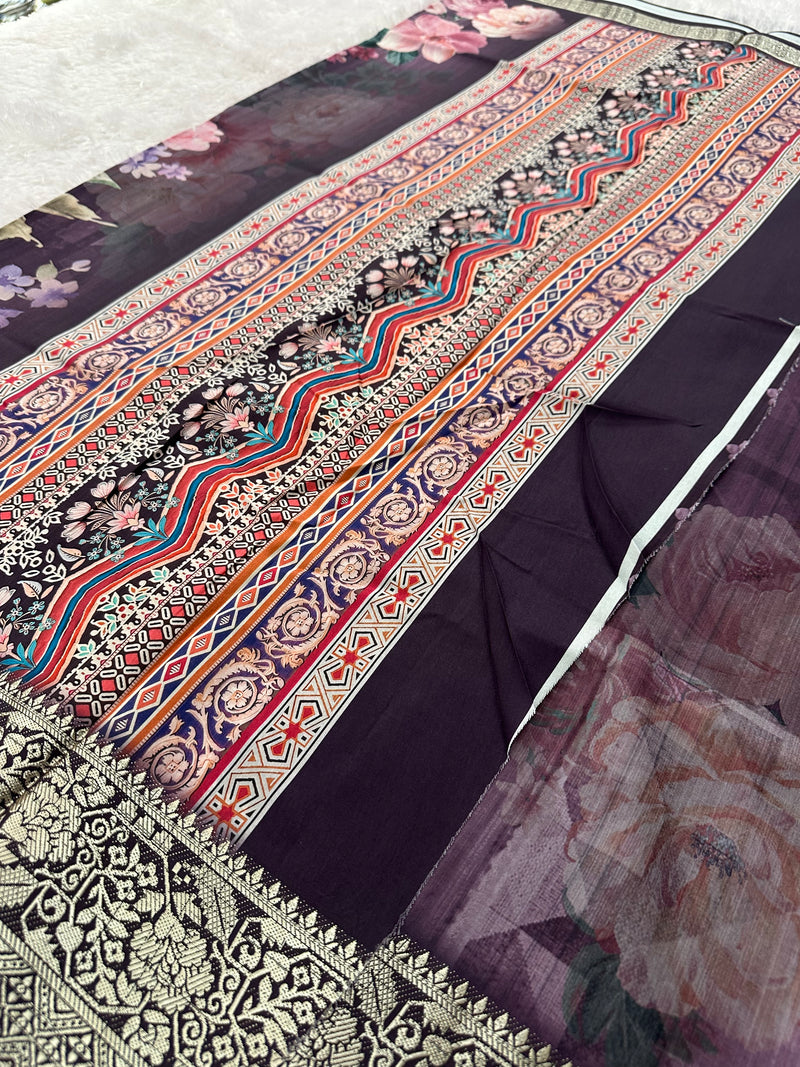 Kalamkari Printed Crape-JU14