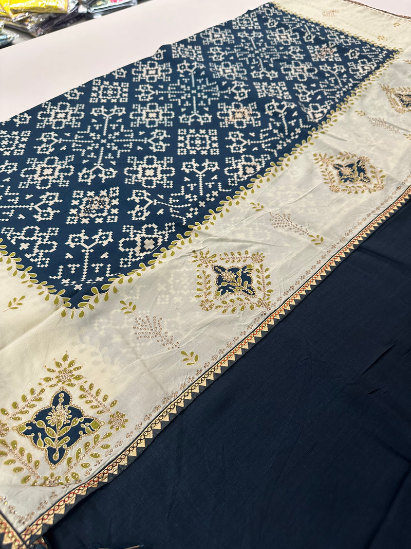 Patola Stone Work Fancy Saree-J30
