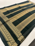 Banarasi crêpe sarees with contrast blouse piece🌹 comes in rich border and small Checks -AU6