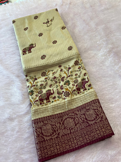 Tussar fancy saree printed