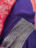 Crape Crush Georgette Sarees in gold and silver finish weaving comes in beautiful 3 Colors and Contrast blouse pieces🌹-JU31