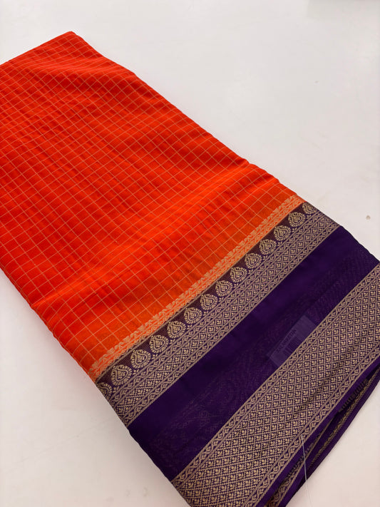 Crape silk fancy checks