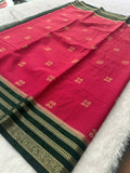 Semi Crepe Checks Saree - Pink x Green AU25