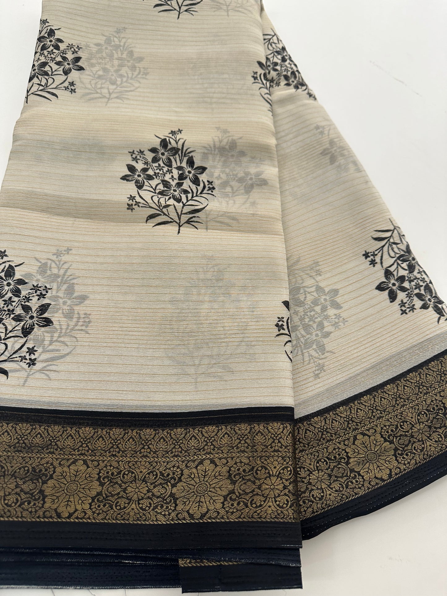Fancy Cotton Chiffon Saree-J1