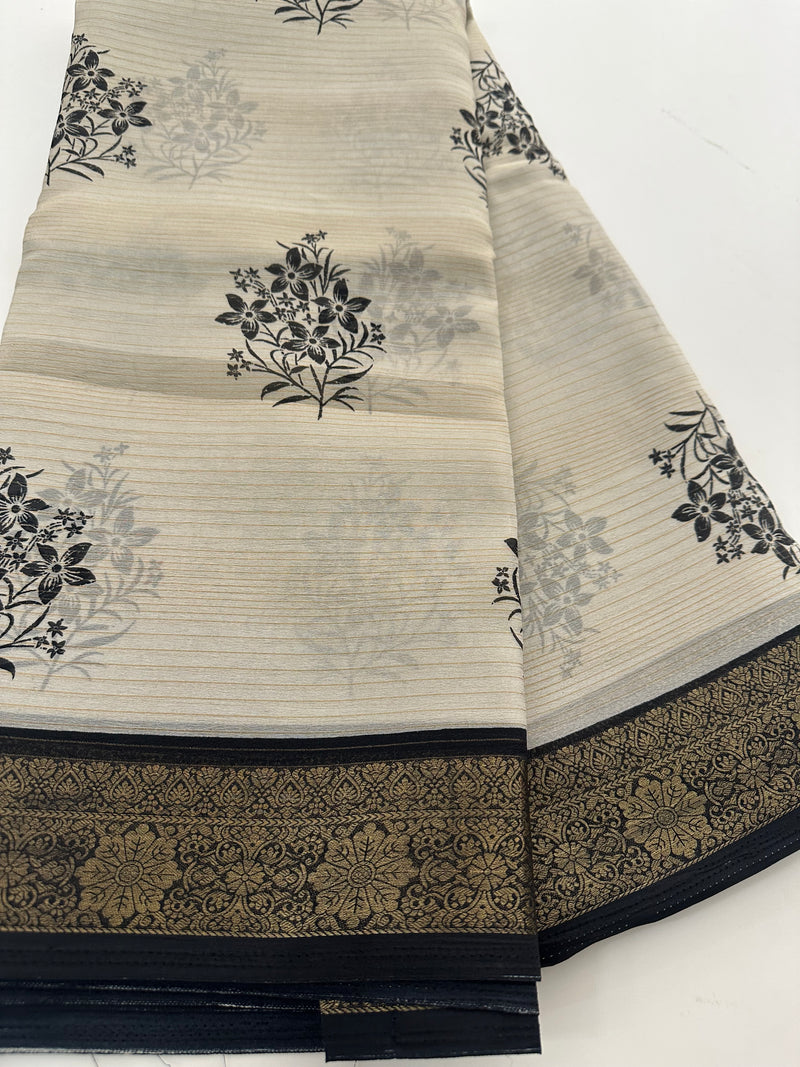 Fancy Cotton Chiffon Saree-J1