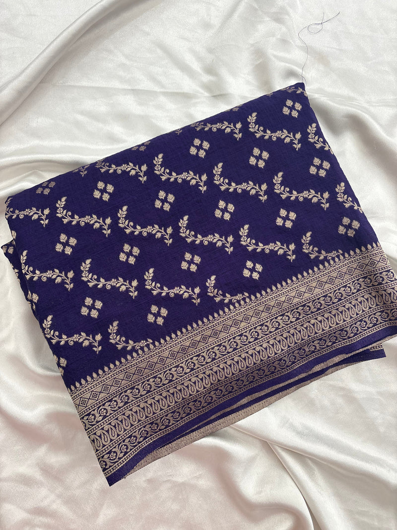 Rust Heritage Linen Designer Saree with Butta Design 🌹-AU2