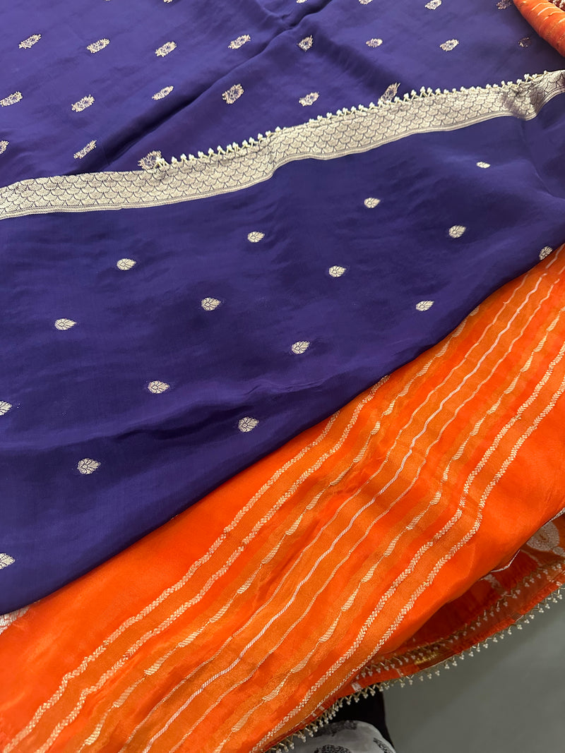 Cut Dana Work Border Chinnon Saree -AU6