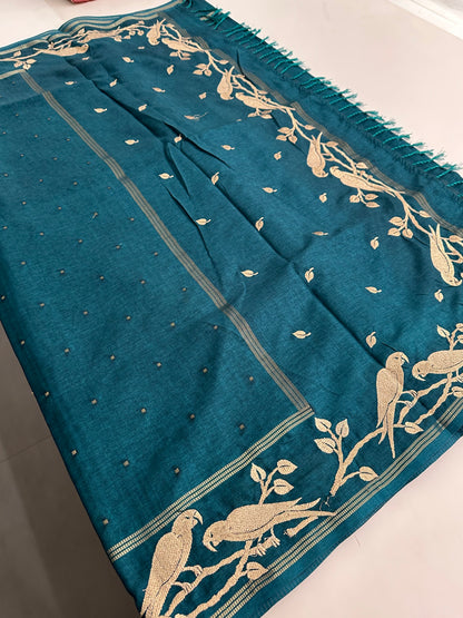 Premium Tussar Work Gold weaving BUTTAS -M25