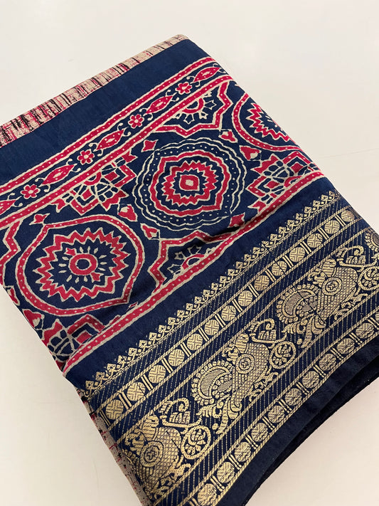 Bagru print fancy saree