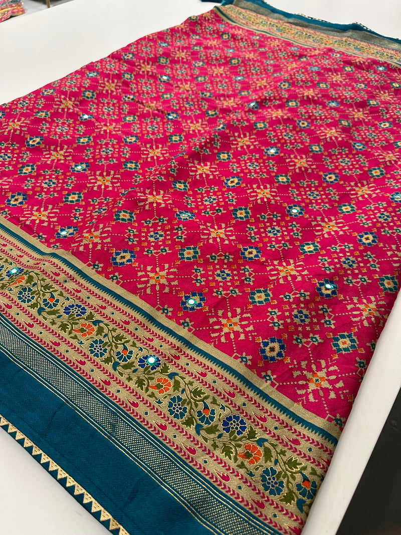 Crush Patola Bandhini Saree – Pink X Blue AU24