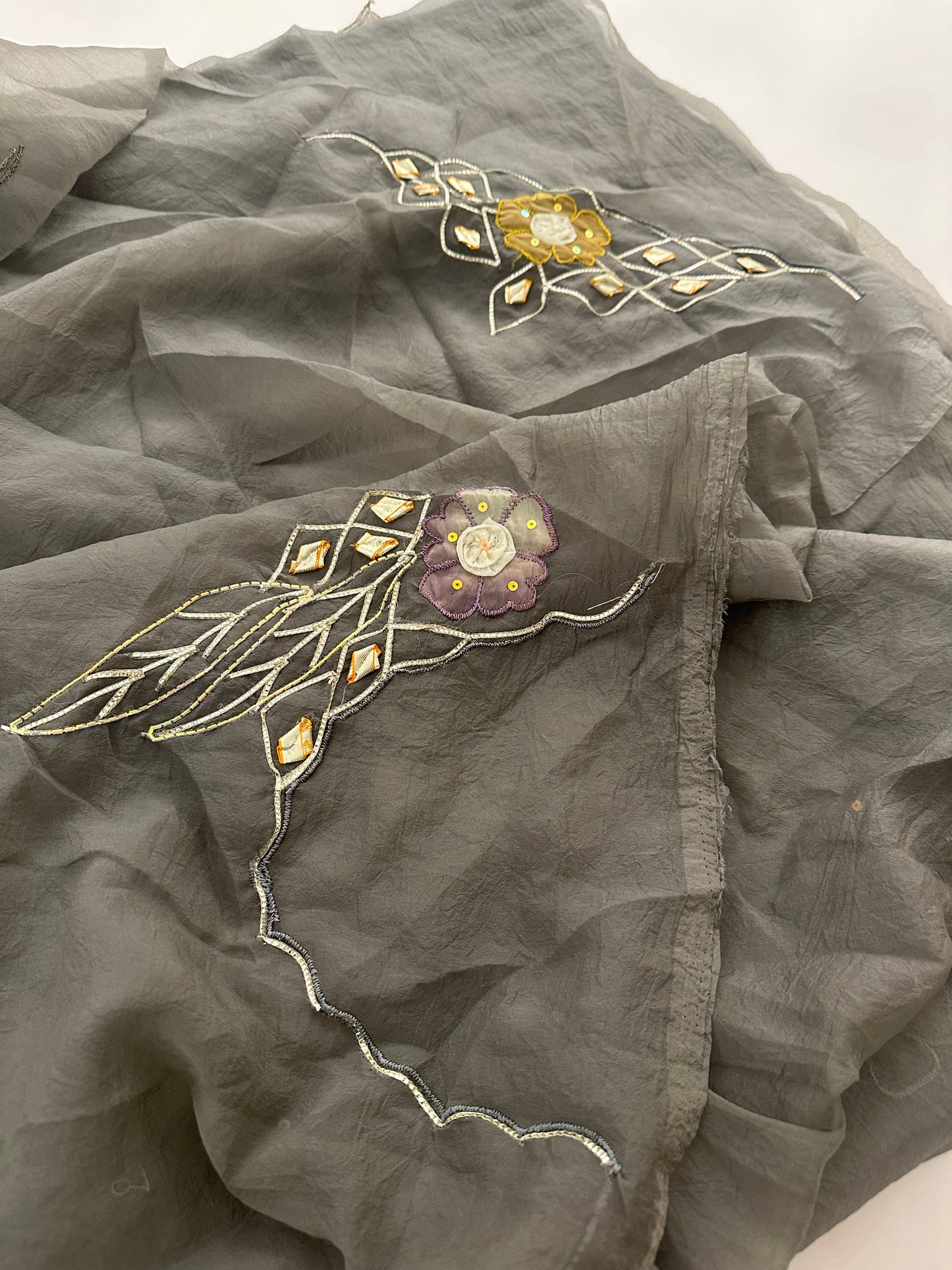 Organza Appliqué Work saree -M27