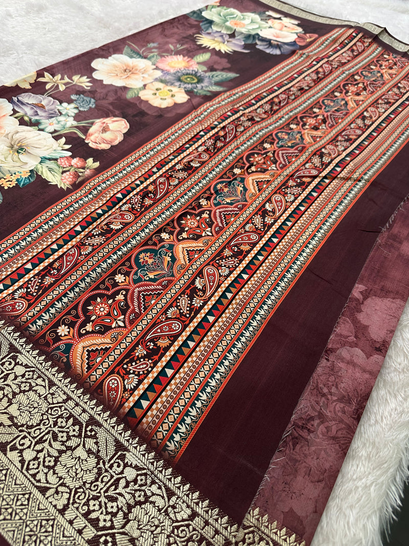 Kalamkari Printed Crape-JU14
