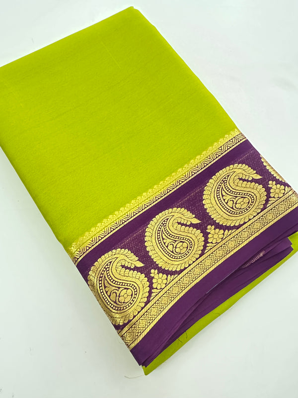 80 GSM Pure Mysore Crape Silk Saree- Silk Mark Certified 🦋-JU29