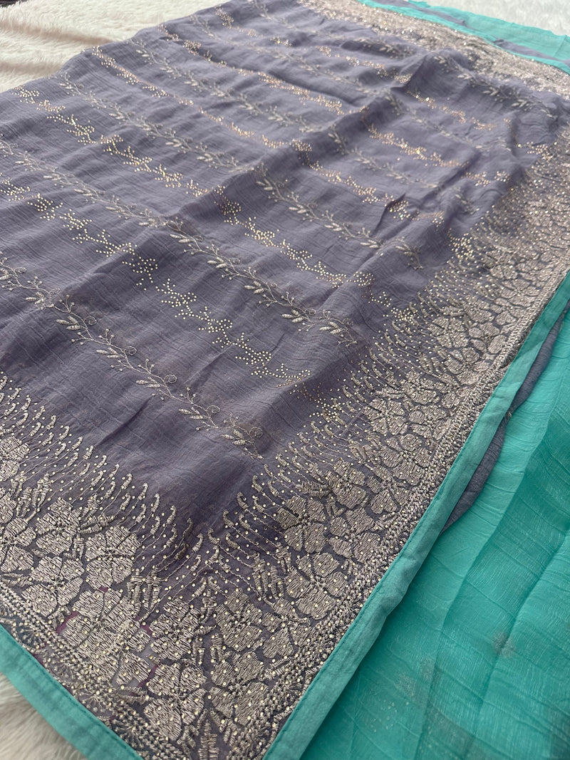 Work Organza Saree-JU12