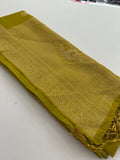 Venkatagiri fancy soft Linen Cotton sarees with self blouse and fancy Border and Butties all over🌹 - AU12
