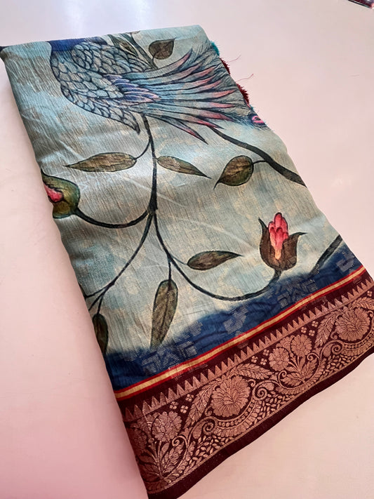 Printed Tussar fancy