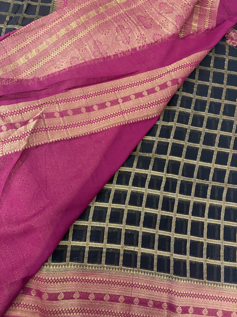 BLACK GEORGETTE SAREE-J17
