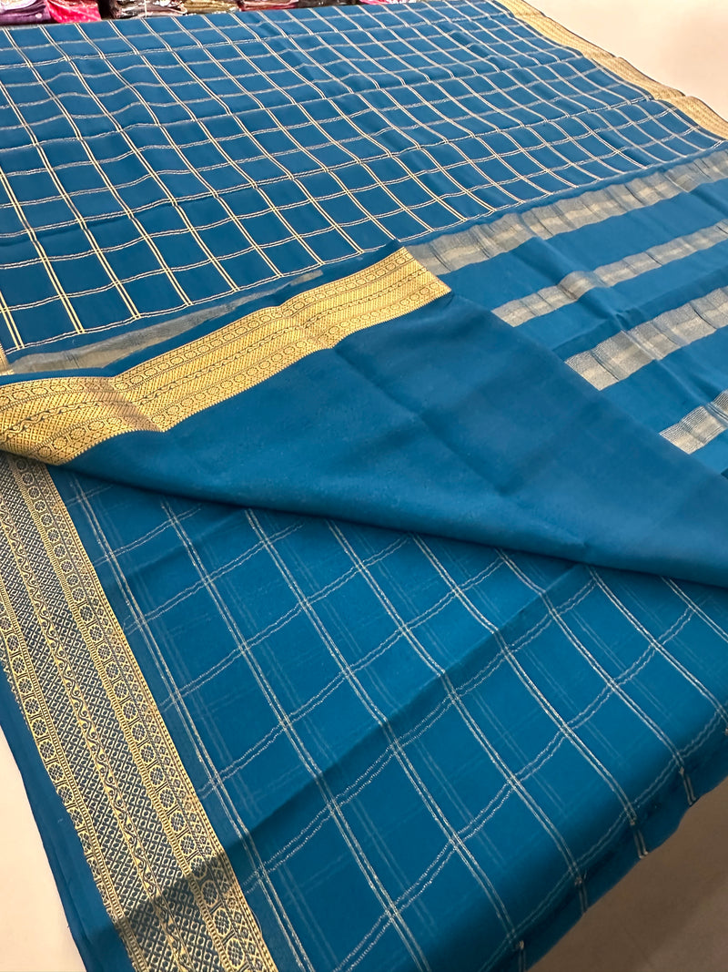 Pure Crape Mysore Silk Saree  100GSM❤️❤️-J22