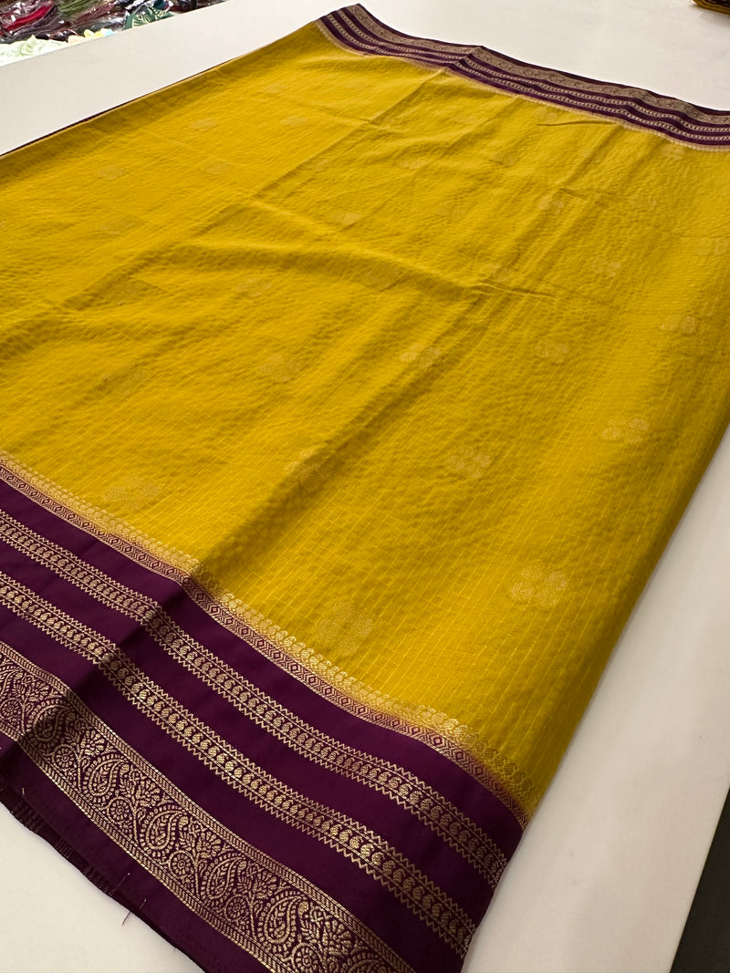 Semi Mysore Silk Checks Saree with Butta-AU16