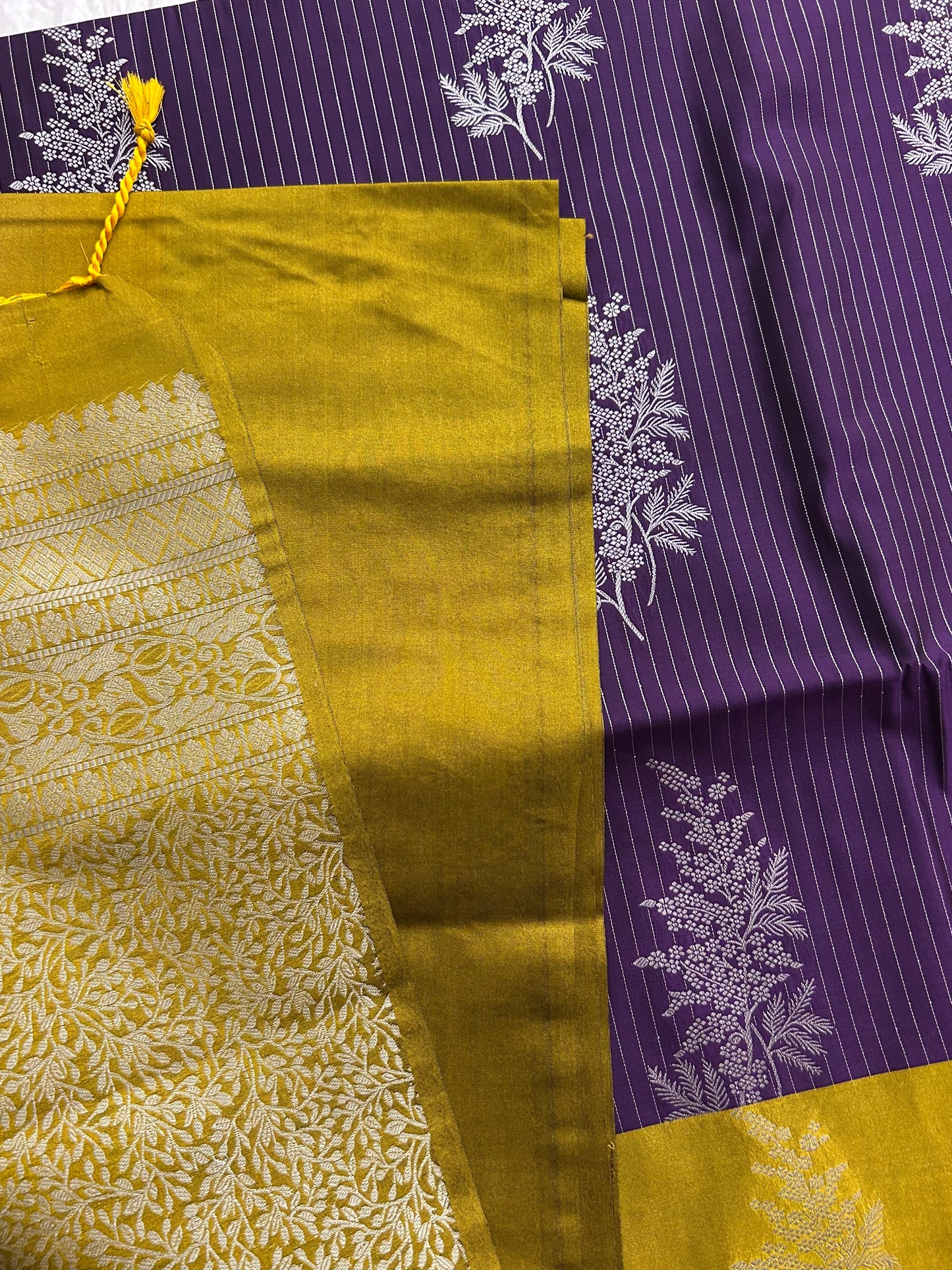 Ananta semi silk saree-Purple X Gold