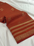 Rust Semi Mysore Silk Checks Saree with Butta - AU13