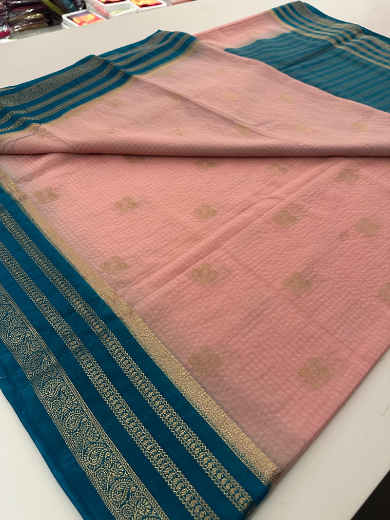 15 Days Pre Booking -Semi Mysore Silk in beautiful color combinations,, comes with contrast border,, and contrast blouse piece🌹
