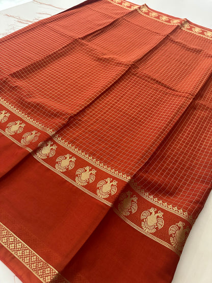 Fancy Checks Crape Silk Saree -M30