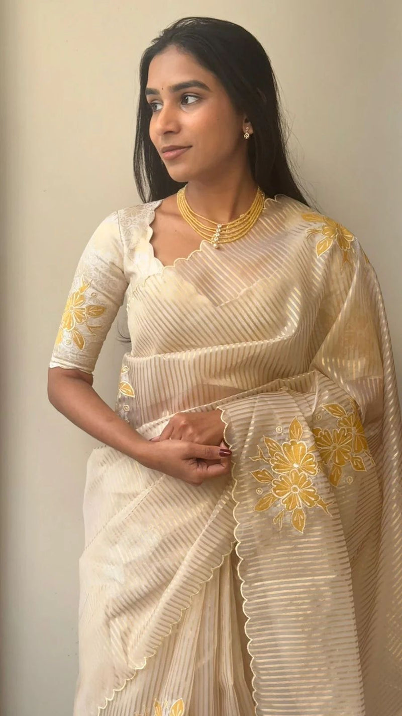 Applique Turkish Organza Saree