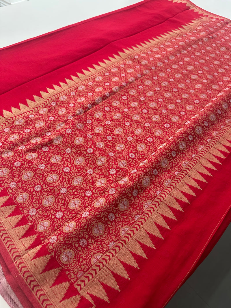 Designer Saree - Red Crepe Georgette JU17