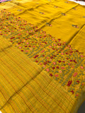 Katha And Jari Border Embroidery Sarees,, Fabric-Crepe Tussar,, Katha Style Blouse Piece🌹-JU30