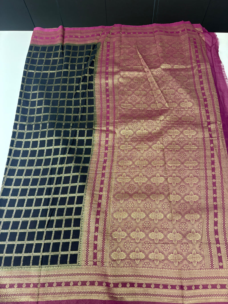 BLACK GEORGETTE SAREE-J17