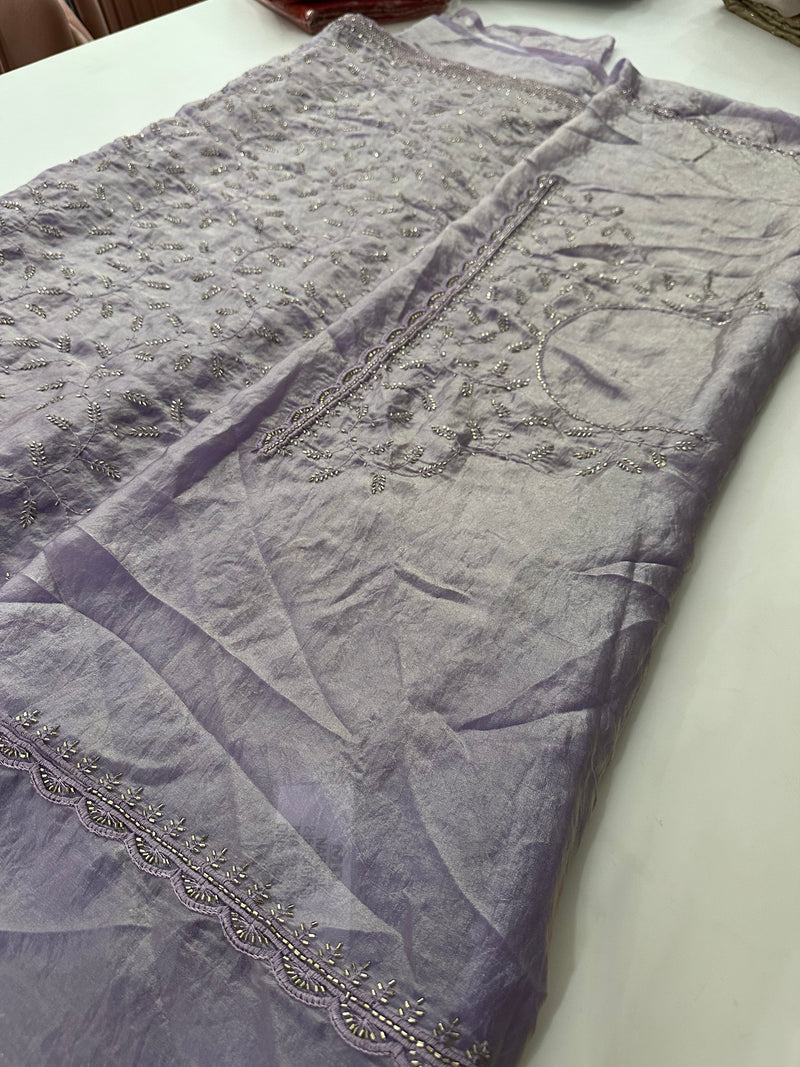 Soft marshmallow, organza fabric  pastel color sarees with work with work, self Blouse 🌹- AU17