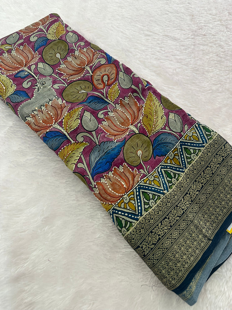 Katha Work Pure Chanderi Mul Saree🔥❣️-JU11