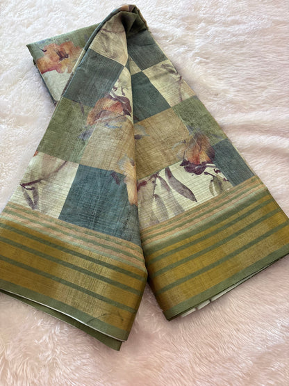 Digital printed Tussar saree