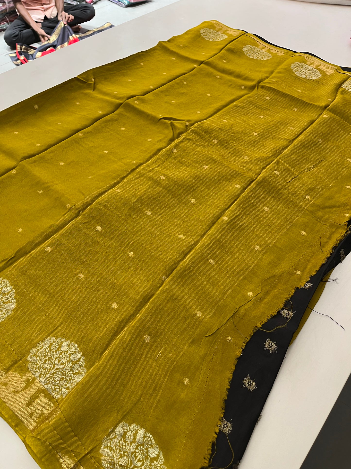 Banarasi Raspberry crepe silk
