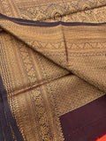 Rust Orange x Brown Tussar Cotton Saree with Double Leaf Butta All Over JU24