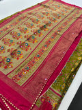 Crush Patola Bandhini Saree – Olive X Pink AU24