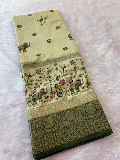 Tussar fancy saree printed