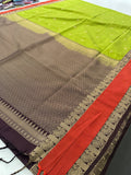 🌹4 shades of semi kanchi soft silk sarees in beautiful combinations in contrast blouse🌹