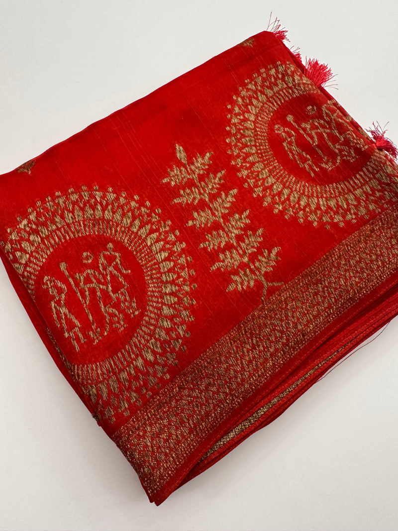 Jute Tussar Designer Sarees beautiful colour combinations🌹-AU9