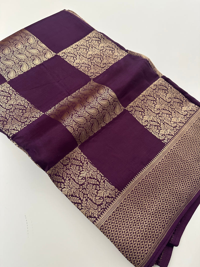 Purple Viscose Chinon Designer Saree - AU10
