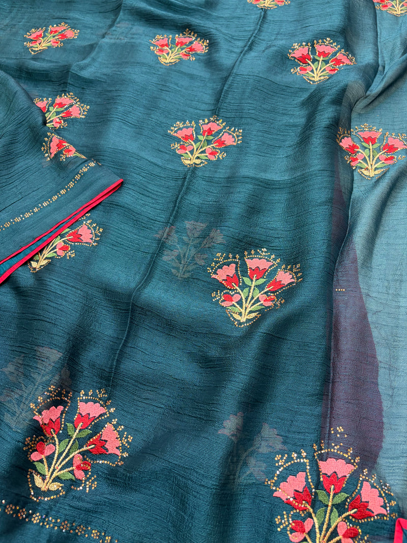 Marshmallow Chiffon Saree-AU2