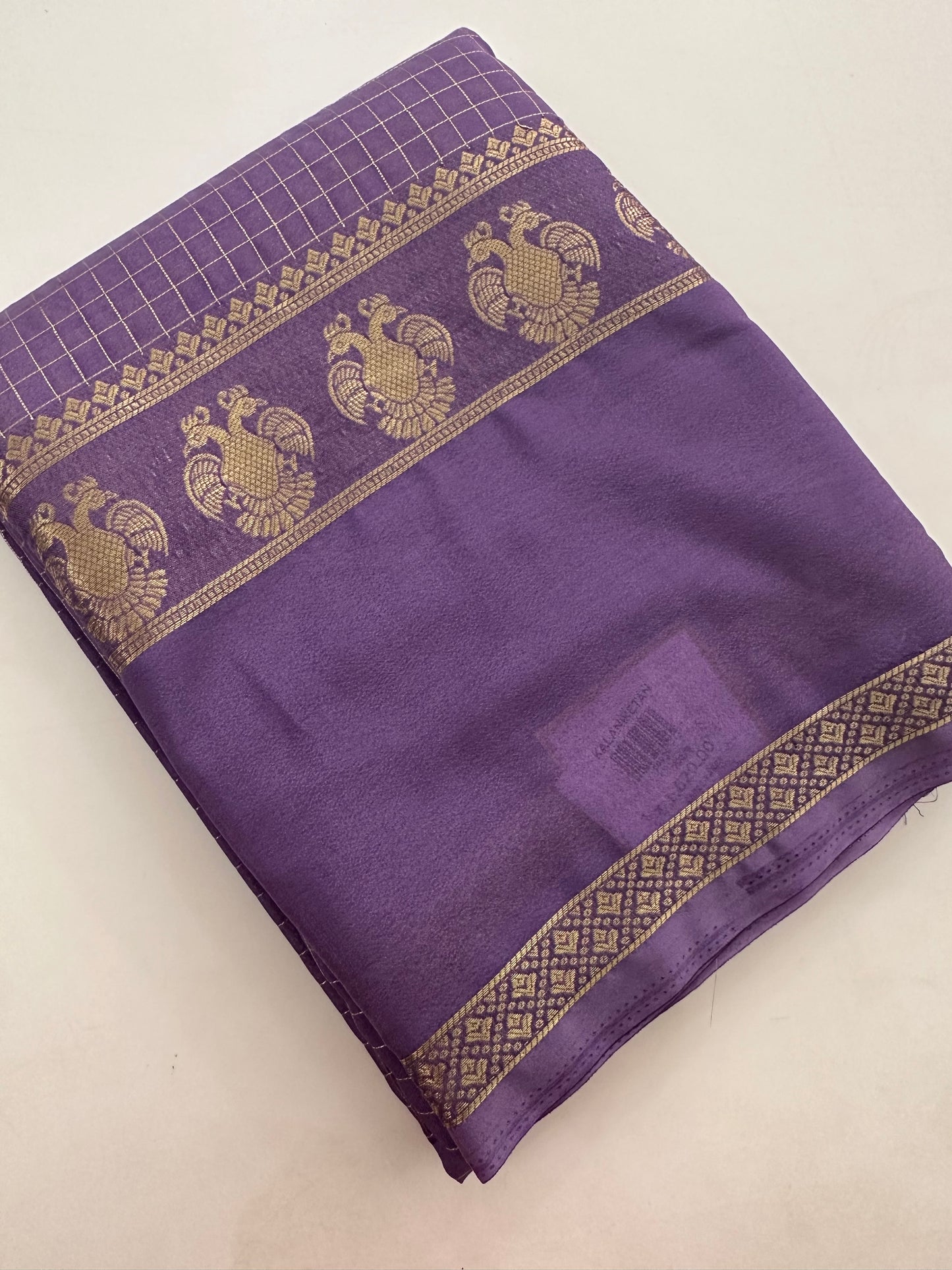 Fancy Checks Crape Silk Saree -M30