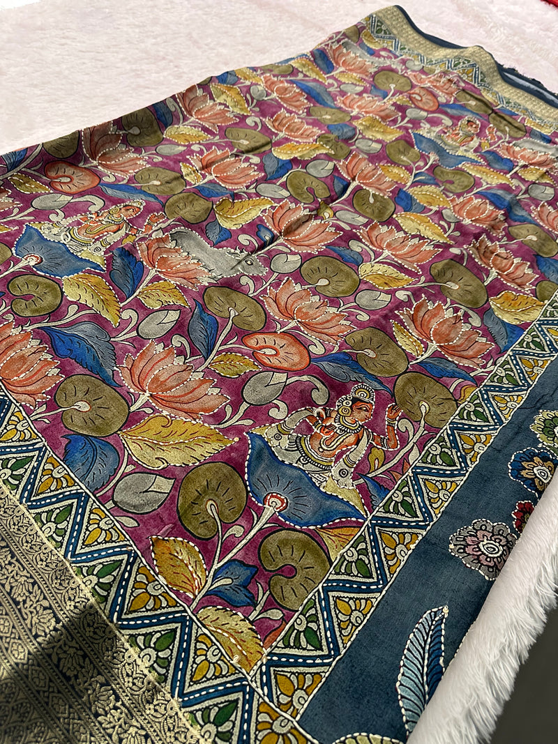Katha Work Pure Chanderi Mul Saree🔥❣️-JU11